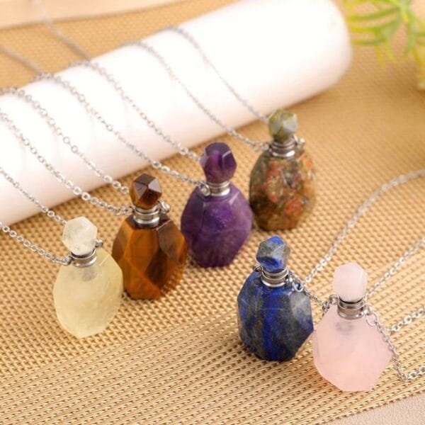 Crystal Perfume Bottle Necklace for Essential Oil blends