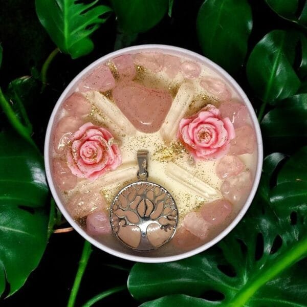 Pure Heart Candle with Rose Quartz & Clear Quartz - Intention: Self Love