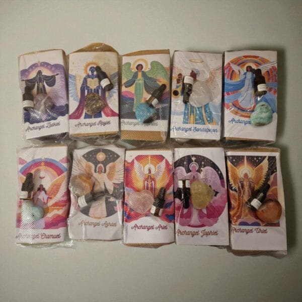 Archangel Blessings Mini Pillar Candle Set – 8 Divine Flames of Light